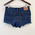 Levi's Levi’s 501 Cut Off Jean Shorts High Rise Raw Hem Size 28 Dark Blue Wash Photo 3