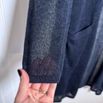 J. Jill Linen Blend Open Front Long Cardigan Navy Blue Pockets Womens Size Large Photo 2