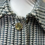 Tory Burch Virginia Glen Plaid Houndstooth Tweed Wool Coat Green Teal White 2 Photo 14