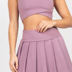 Purple matching crop top & pleated athletic tennis golf skirt workout set sz M Size M Photo 0