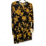 Jay Godfrey  Black Yellow Floral Long Sleeve Drop Waist Dress NWT MSRP$395 Size 6 Photo 1