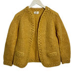 Vintage Women Cardigan Mustard Yellow Hand Knit Made in Italy Cottage Tradwife Photo 0