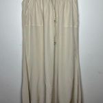 St. John  Silk Maxi Skirt size Small Elastic Waist Pockets Tan Photo 0