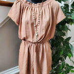 Boutique I Love Women's Pink Rayon Short Sleeve Boat Neck Pleated Romper Size S Photo 0