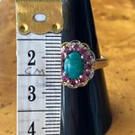 Chrysocolla Orissa Garnet Sterling Silver Ring Size 8 Photo 6