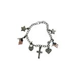 Patriotic silver charm bracelet American flag cross bracelet hearti Photo 3