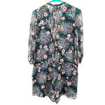 Joie  size XS long sleeve‎ romper shorts with pockets blue pink floral lined silk Photo 2