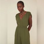 Xirena Jumpsuit Nell Cotton Gauze in Basil Green Wide Leg V Neck Medium Photo 1