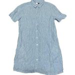 Tahari  100% Linen Blue White Striped Shirt Dress Size xs Photo 0