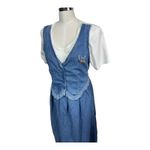 Vtg 90s Alexandra Lee‎ Denim Prairie Jumper Dress Lace Trim Tie Back Women's XL Blue Photo 7