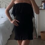 ZARA  Eyelet Black Mini Ruffle Dress Photo 1