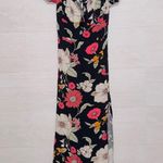 Forever 21  Women's Size Small Black Floral Print Midi Dress With Slit Photo 2