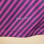 Nike Pro Dri-Fit Women’s Spell Out Front Striped Back Pink Gray Athletic Shirt Photo 4