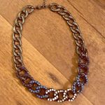 Black flat braid rhinestone jewel necklace Photo 0