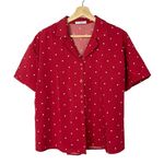 Red Dress Boutique Blue Blue Boutique Red & White Polka Dot Collar Short Sleeve Top L Photo 0