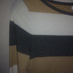 Liz Claiborne  S Knit Rugby Striped Sweater Top in Gold Gray Photo 2