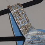 Aidan Mattox Aidan Dress Blue Metallic Embellished Stretch Zip Straps Mini 8 Photo 3