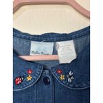 Vtg Womens 90s Denim Midi Dress Embroidered Peter Pan Collar Button Sz M Cottage Blue Size M Photo 3