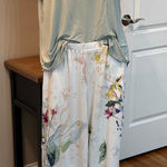 Soma  Cool Nights Pajama Set Mint Green V-Neck Top & Tropical Printed Pant Size L Photo 0