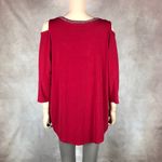 JM Collection  Red Cold-Shoulder Studded Knit Top NEW 0X Photo 3