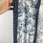 Chico's Chico’s Size S/M Kimono Floral Knit Trim Ruana Crochet Detail Blue Open Front Photo 7