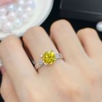 18K White Gold Plated Adjustable Birthstone Yellow Crystal Citrine Ring for Women Photo 4