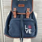 G.H. Bass &Co. G.H. BASS & CO Canvas & Leather Nautical "Love" Backpack Washed Navy Photo 1