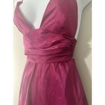 Lucy in the Sky Fuchsia Pink Plunging Tie-Back Ruched Mini Dress Skater Size S Photo 3