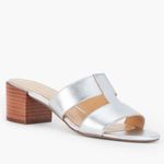 Talbots Like New Leather Tilly Block Heel Sandals Silver Size 9 1/2 Photo 8