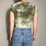 Lovers + Friends Lovers and Friend Green White Tie Dye Tie Front Crop Top Size Medium Photo 1