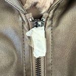 NWT Midnight Velvet Metallic Taupe Faux Leather Moto Jacket Pink Faux Fur Collar Brown Size 1X Photo 7
