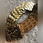 Vintage Gold tone metal Statement belt elastic adjustable 34” Renaissance Photo 12