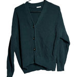 GU Waffle Knit V Neck Button Front Cardigan Sweater Teal Green Size L Size L Photo 0