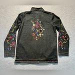 Denim & Co. Black Jean Jacket Women’s Small Floral Embroidered Casual Photo 1