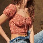 Lucky Brand Womens  Laura Ashley Rust Corset Printed Floral Pink White Crop Large Photo 1