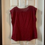 Van Heusen  Red Split Neck Lace Accent Blouse Medium Photo 6