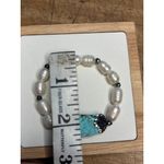 Turquoise & Pearl Stretch Bracelet With Swarovski Crystal Pave Accents White Photo 9