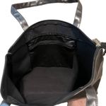 Signature Club A Metallic Tote Bag Women's Rome Florence Milan Script Detail Gray Photo 5