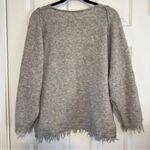 Free People  Wool Linen Oversized Pullover Sweater Fringe Grey XS Photo 1