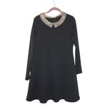 Rachel Zoe Dress Black Beige Sequin Collar Hidden Back Zipper Size Large LBD Photo 3