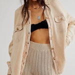 Free People  One Scout Jacket Button Up Waffle Slouchy Beige Cream Medium Photo 0