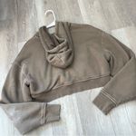 Elwood Crop Hoodie organic cotton thermal zip babydoll womens Brown (small) Tan Photo 5
