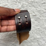 Justin Boots  Dark Brown Tooled Genuine Leather Cuff Bracelet Photo 2