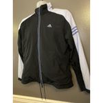 Adidas Jacket Women Large Black White Track Full Zip Mesh Lined 3-Stripes 266040 Photo 2