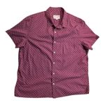 American Eagle AE Micro Dot Button-Up Resort Shirt XXL Maroon Red Short Sleeve Photo 4