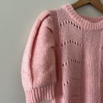 English Factory Short Puff Pleated Sleeve Sweater Chunky Knit Pale Pink Size XS Photo 4