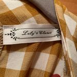 Gingham mock neck halter swing dress. Size large. Gold Photo 5