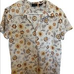Laura Scott  vintage white flower print button down shirt size 12 Photo 0