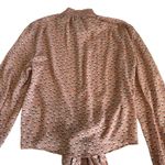 Rachel Zoe  Pink Heart Print Mock Neck Long Sleeve Tie Front Blouse Size Small Photo 7