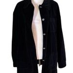 appleseed's Size L Black Velvet Button Front Shacket Shirt Jacket Pockets USA Photo 0